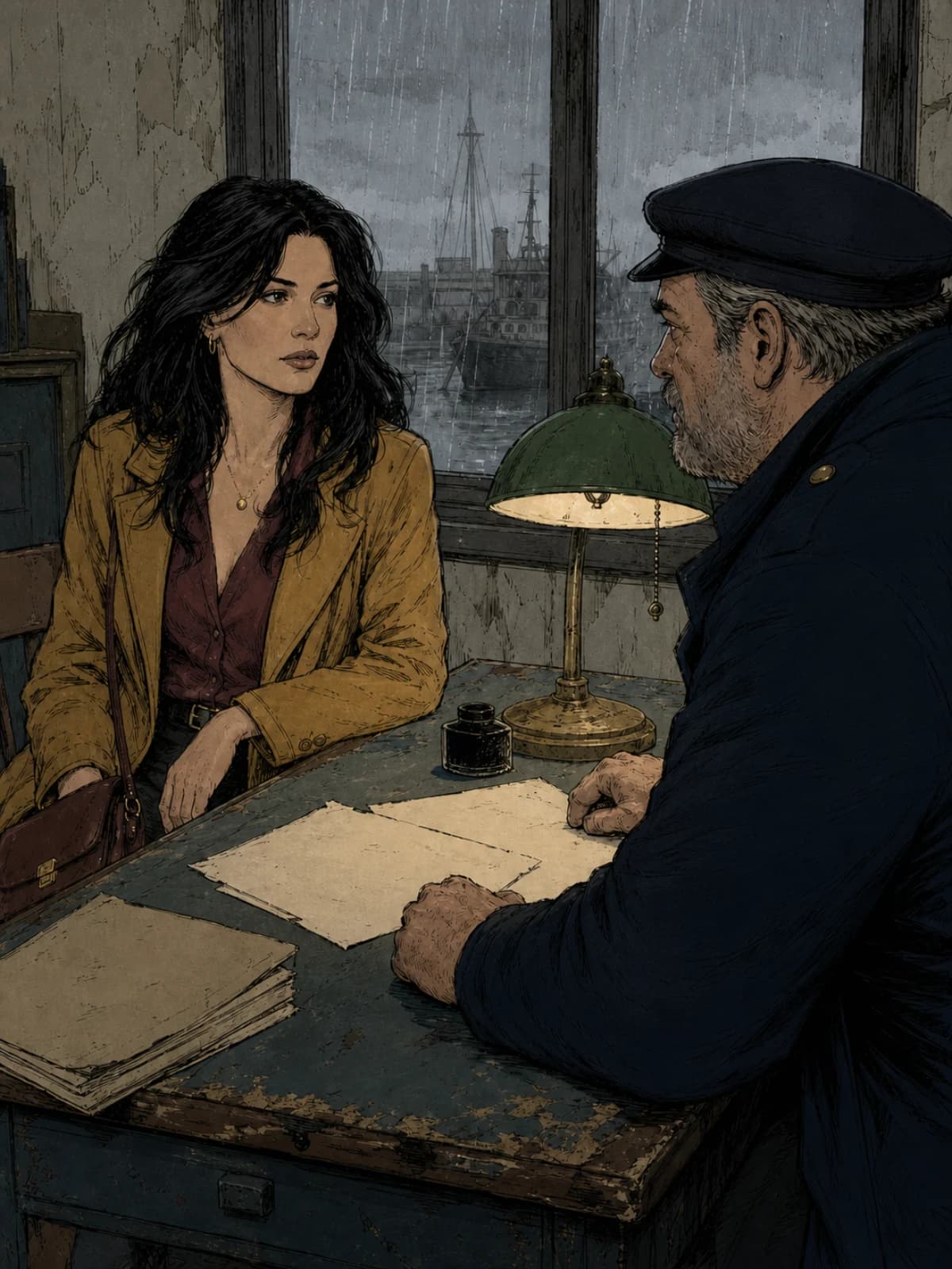 Panel 9 drifted: the coat, hair and face have all changed
