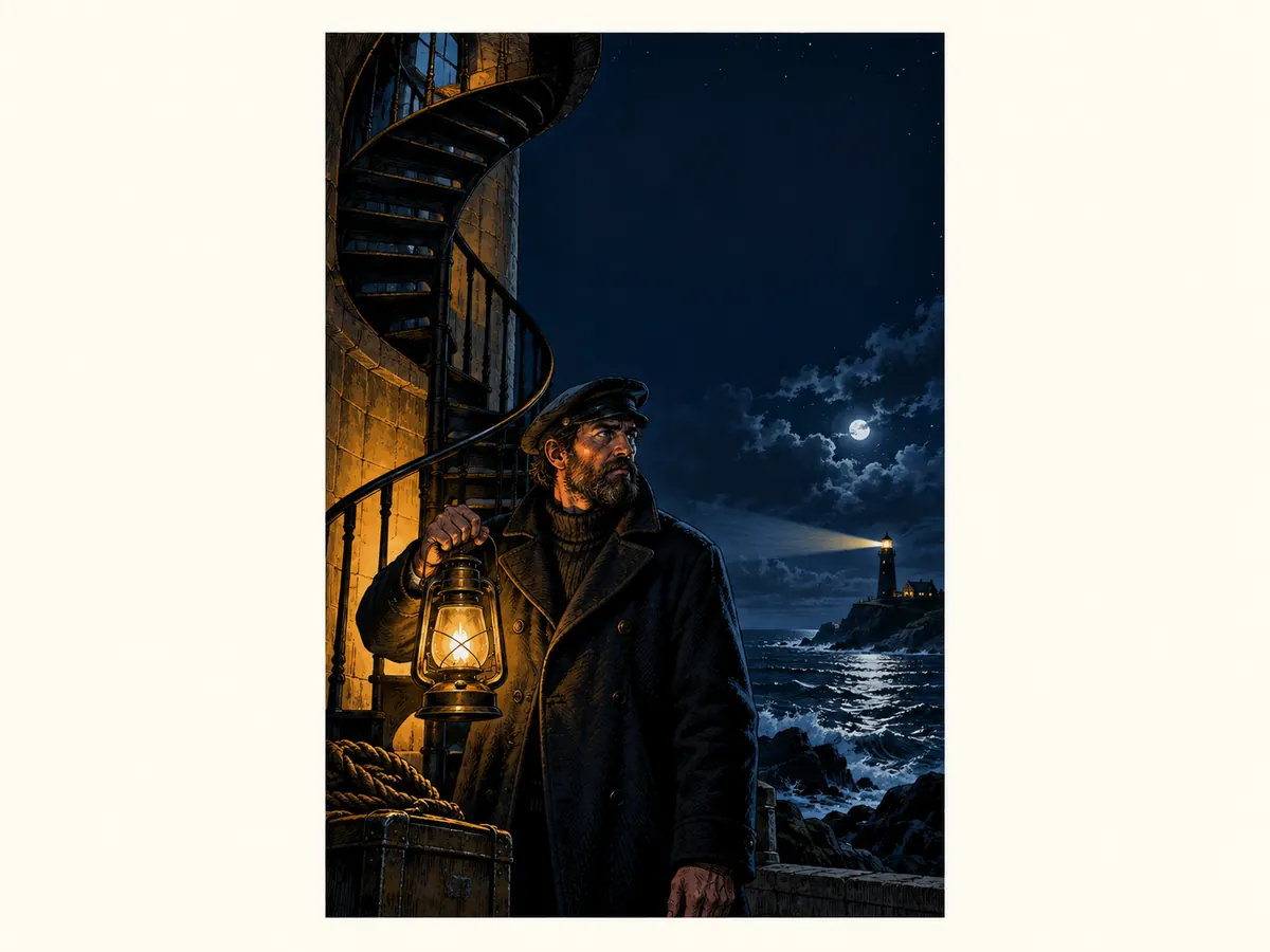 Portada original de misterio en un faro con espacio para el título
