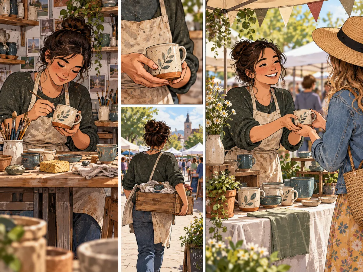 Étude de récit créatif : une tasse en céramique passe de l’établi à un petit marché